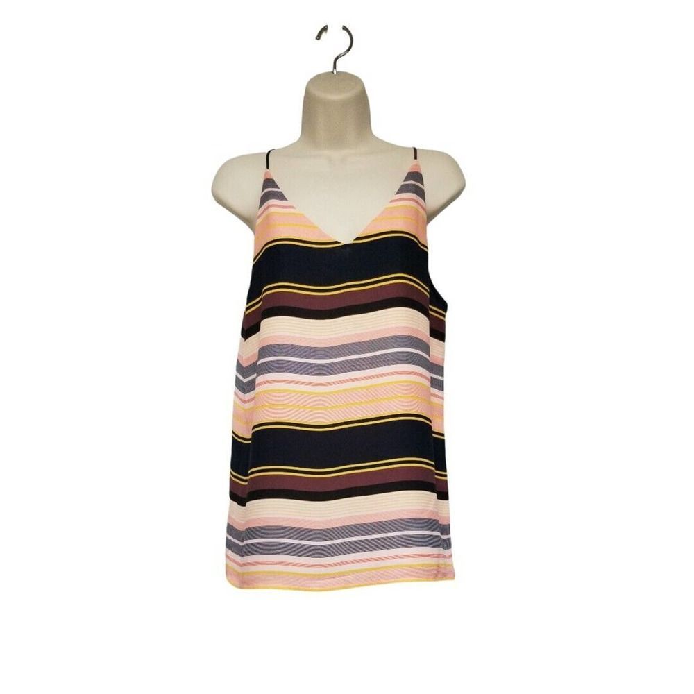 Ann Taylor Loft Women's Peach Stripe Cami Top Multicolor Striped Blouse Size SM